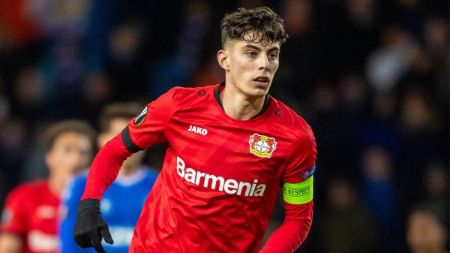 Kai Havertz caught on the camera while playing for his former club Bayer Leverkusen.